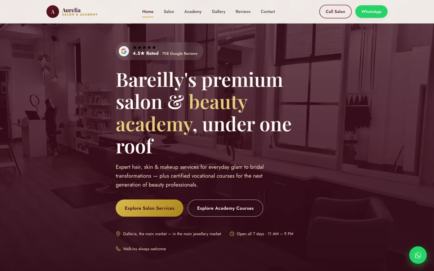 Salon and academy website